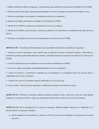 Normas del servicio comunitario
