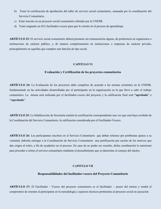 Normas del servicio comunitario