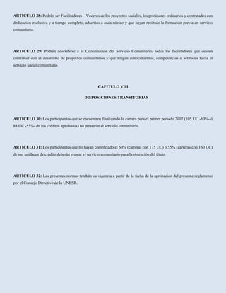 Normas del servicio comunitario