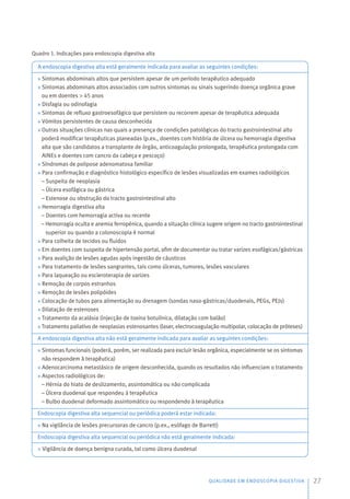 Quadro 1. Indicações para endoscopia digestiva alta
QUALIDADE EM ENDOSCOPIA DIGESTIVA 27
 