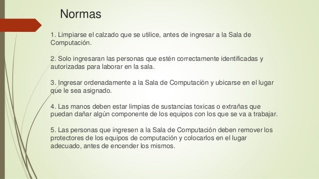 Normas de seguridad en la sala de informática