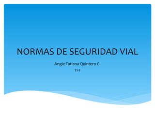 NORMAS DE SEGURIDAD VIAL
Angie Tatiana Quintero C.
11-1
 