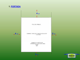 1. PORTADA


              4 cm




     4 cm            2 cm




             3 cm
                            INICIO
 