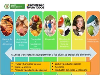 14GD-FM-016 V422/08/13 14
Asuntos transversales que permean a los diversos grupos de alimentos
 Frutas y hortalizas frescas
 Grasas y aceites
 Pescado y productos pesqueros
 Leche y productos lácteos
 Azúcares
 Productos del cacao y chocolate
 