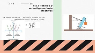 8.2.3 Periodo y
amortiguamiento
efectivos
Th periodo natural de la estructura asociado con una
traslación horizontal de cuerpo rígido.
U P T 2022
 
