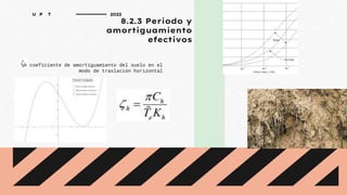 8.2.3 Periodo y
amortiguamiento
efectivos
coeficiente de amortiguamiento del suelo en el
modo de traslación horizontal
U P T 2022
 