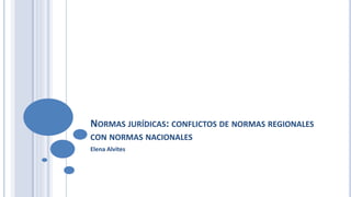 NORMAS JURÍDICAS: CONFLICTOS DE NORMAS REGIONALES
CON NORMAS NACIONALES
Elena Alvites
 