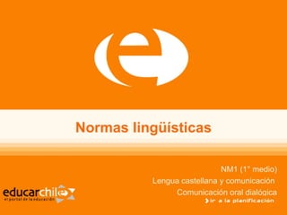 Normas lingüísticas NM1 (1° medio) Lengua castellana y comunicación  Comunicación oral dialógica 