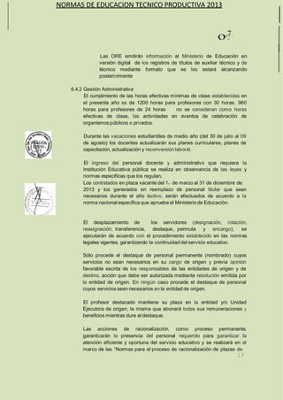Normas para el  desarrollo de las actividades en el 2013 cetpro rd-0378-2012-ed