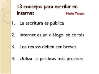 Normas para escribir en internet | PPT