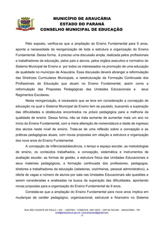 RESOLUÇÃO  E PARECER CME/ARAUCÁRIA N.º 08/2006