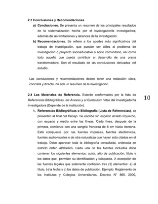 Normas para la presentación de trabajos de investigación