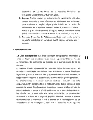 Normas para la presentación de trabajos de investigación