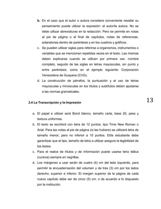 Normas para la presentación de trabajos de investigación