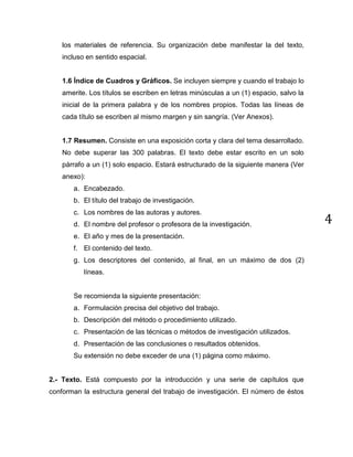 Normas para la presentación de trabajos de investigación