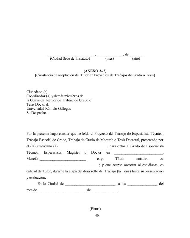 Carta De Aceptacion Para Realizar Tesis En Una Empresa 