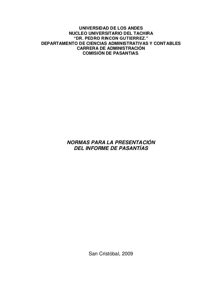 Normas Presentacion Informe De Pasantias B2009