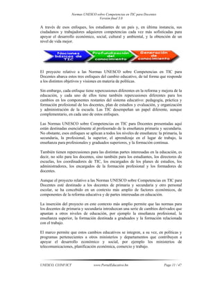 Normas unesco sobre competencias en tic para docentes | PDF