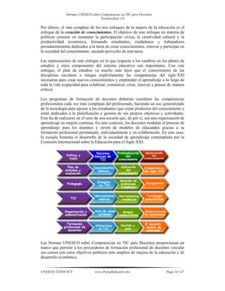 Normas unesco sobre competencias en tic para docentes | PDF