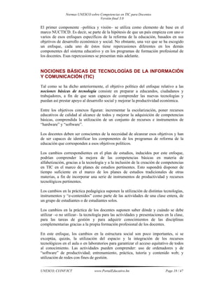 Normas unesco sobre competencias en tic para docentes | PDF