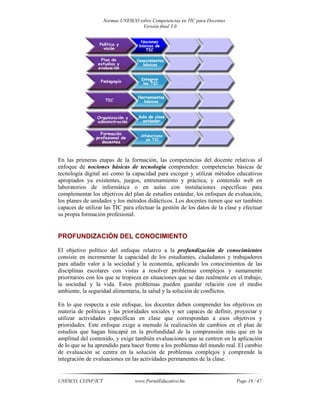 Normas unesco sobre competencias en tic para docentes | PDF