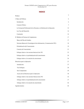 Normas unesco sobre competencias en tic para docentes | PDF