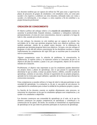 Normas unesco sobre competencias en tic para docentes | PDF