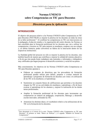 Normas unesco sobre competencias en tic para docentes | PDF