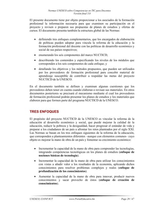 Normas unesco sobre competencias en tic para docentes | PDF