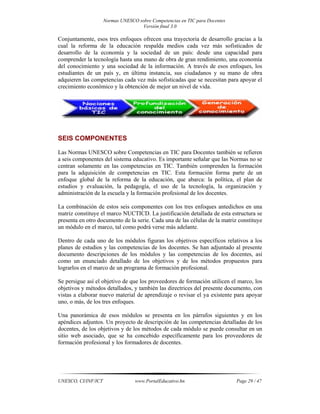 Normas unesco sobre competencias en tic para docentes | PDF