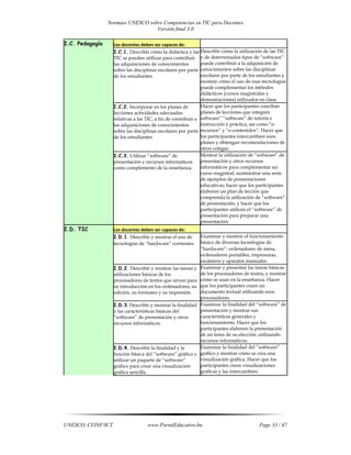 Normas unesco sobre competencias en tic para docentes | PDF
