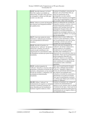 Normas unesco sobre competencias en tic para docentes | PDF