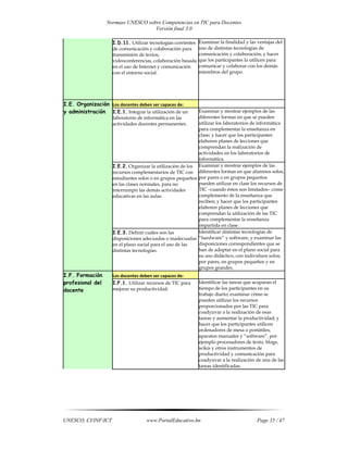 Normas unesco sobre competencias en tic para docentes | PDF