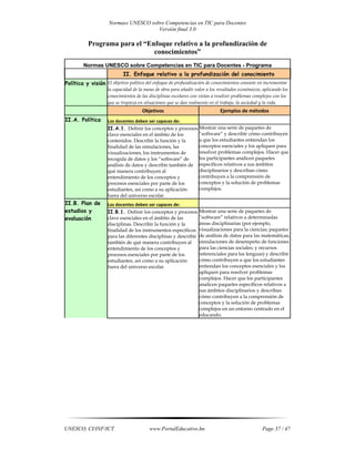 Normas unesco sobre competencias en tic para docentes | PDF