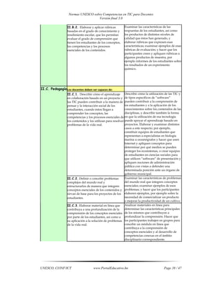 Normas unesco sobre competencias en tic para docentes | PDF