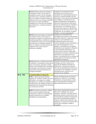 Normas unesco sobre competencias en tic para docentes | PDF