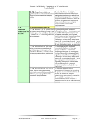 Normas unesco sobre competencias en tic para docentes | PDF