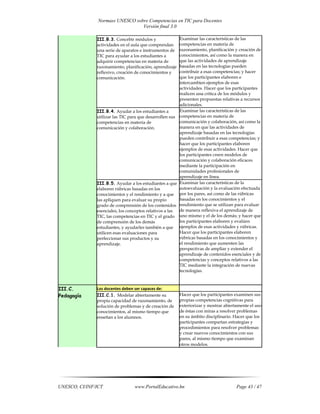 Normas unesco sobre competencias en tic para docentes | PDF
