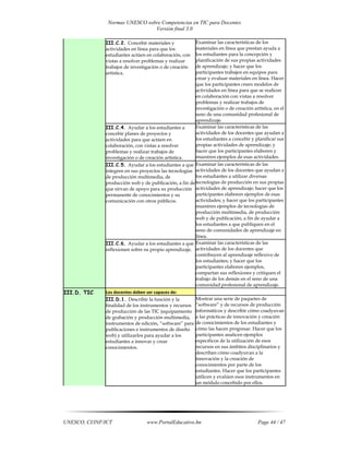 Normas unesco sobre competencias en tic para docentes | PDF