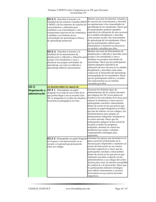 Normas unesco sobre competencias en tic para docentes | PDF