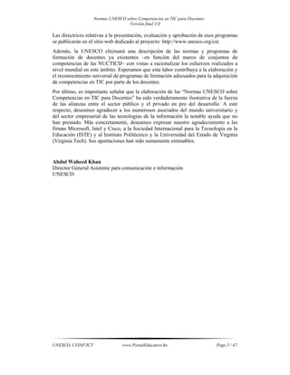 Normas unesco sobre competencias en tic para docentes | PDF