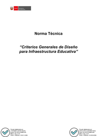 Norma Técnica
“Criterios Generales de Diseño
para Infraestructura Educativa”
 