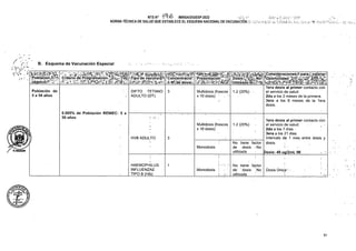 B. Esquema de Vacunación Especial
3 1.2 (20%) •
1.2 (20%)
HVB ADULTO 3
Monodosis
A.HCaiGUilW
Dosis: 40 ug/2mL IM
1
Dosis Única ’ • .
91
Monodosis ;
Multidosis (frascos
x 10 dosis) ‘
Población de
5 a 59 años
0.005% de Población RENIEC: 5 a
59 años
HAEMOPHILUS
INFLUENZAE
TIPO B (Hib)
Multidosis (frascos
x 10 dosis)
lera dosis al primer contacto con
el servicio de salud.
2da a los 2 meses de la primera.
Sera a los 6 meses de la lera
dosis.
lera dosis al primer contacto con
el servicio de salud. , ,
2da a los 7. días •
Sera a los 21 días
Intervalo de 1 mes entre dosis y
dosis.
NTSN° -MINSA/DGIESP-2022 ¿¿rr./Xa* í-
NORMA TÉCNICA DE SALUD QUE ESTABLECE EL ESQUEMA NACIONALfDE.VAGU.NACIÓN?;.
‘Concéntració"
.^ñ Ñft.de dosisl.
DIFTO TETANO
ADULTO (DT)
rppblaciónj^
xóbjétivóR ?
s:Tipó‘cie vacuna^
■' r.'
í
i* .
No tiene factor
de dosis 'No
utilizada
l-F-J
C*JgaEpa*3
.No tiene factor
de dosis . No
utilizada :
 