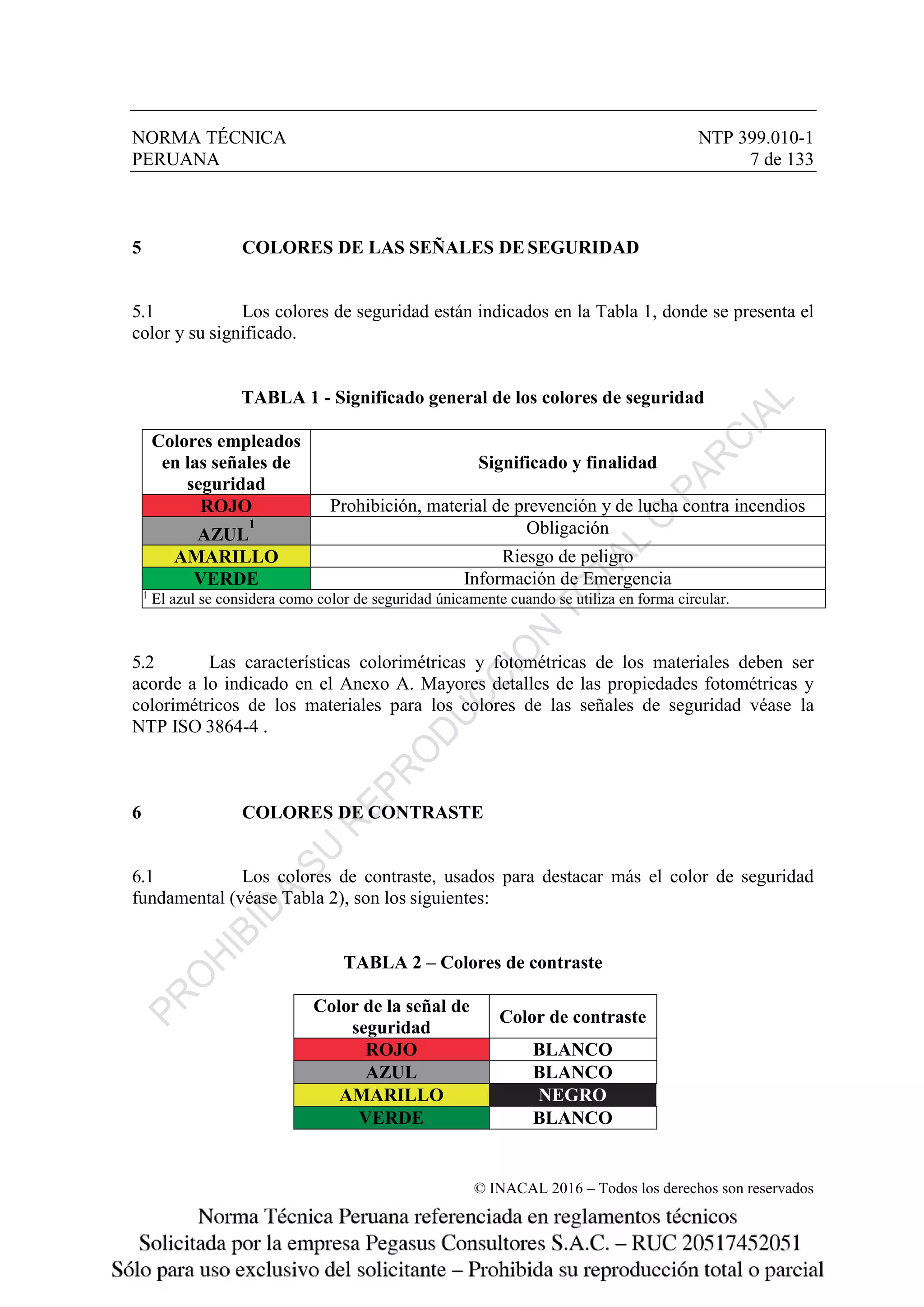 Norma técnica peruana NTP 399.010-1 2016 SEÑALES DE SEGURIDAD | PDF