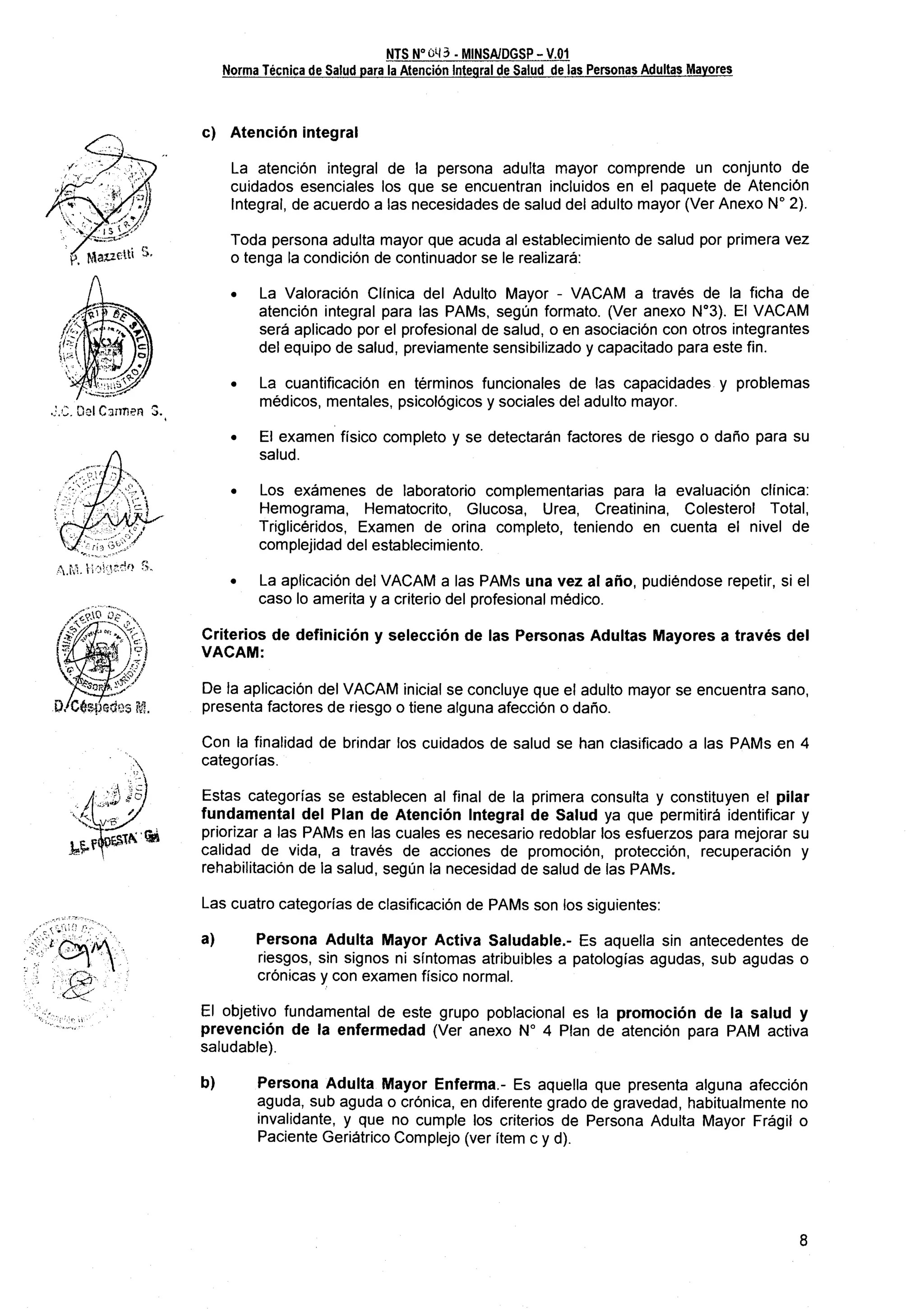 Norma técnica para atencion a pam