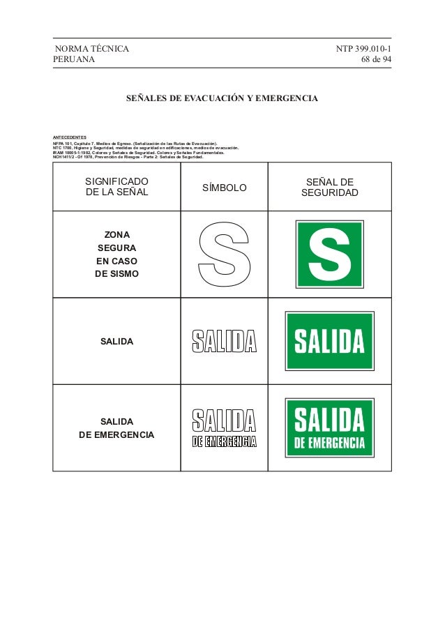 Norma técnica señales de seguridad