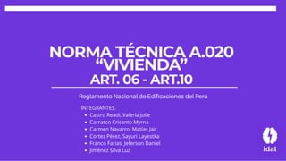 Norma Técnica A.020: Requisitos Mínimos para Viviendas en Perú | PDF