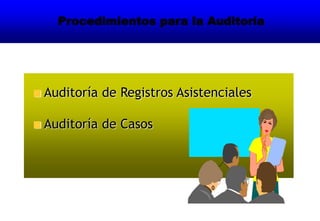 Procedimientos para la Auditoría
Auditoría de Registros Asistenciales
Auditoría de Casos
 