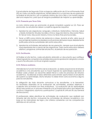 c. El máximo de horas clase que se podrá asignar a un docente que no tiene sueldo
   EDVH VHUi GH  KRUDV VHPDQDOHV (Q OD MRUQDGD QRFWXUQD HO Pi[LPR VHUi GH 
   horas clase semanales, según lo establecido en el artículo 95, inciso 90, de las
   “Disposiciones Generales del Presupuesto”.

El director debe llevar un registro mensual de la asistencia e inasistencia del personal
docente y administrativo, así como realizar un consolidado anual y entregarlo en
OD RÀFLQD GH 5HFXUVRV +XPDQRV GH OD UHVSHFWLYD 'LUHFFLyQ 'HSDUWDPHQWDO GH
Educación.

D.3 Horarios de estudiantes.

D.3.1. Educación Parvularia:

Jornada matutina: de 8:00 a.m. a 11:30 a. m.
Jornada vespertina: de 1:30 p.m. a 5:00 p.m.

Los horarios de los estudiantes deben estructurarse de acuerdo con los siguientes
períodos didácticos: saludo y actividades diarias, educación artística, educación
ItVLFD FRQYHUVDFLyQ UHIULJHULR GHVFDQVR UHFUHR DSUHVWDPLHQWR MXHJR HQ ]RQDV
despedida. Estos pueden variar en tiempos que van de 10 a 40 minutos, según sea la
naturaleza de cada período.
                                                                                           17

D.3.2. Educación Básica:

/D MRUQDGD OHFWLYD GH HVWXGLDQWHV GHO QLYHO GH (GXFDFLyQ %iVLFD HV GH  KRUDV FODVH
semanales, de 45 minutos cada una (matutina y vespertina). Para el recreo deberán
XWLOL]DUVH  PLQXWRV FRPR Pi[LPR HQ XQD MRUQDGD GH WUDEDMR ,QWHUQDPHQWH FDGD
LQVWLWXFLyQ GHFLGLUi RIUHFHU  y  UHFUHRV HQ XQD MRUQDGD /DV LQVWLWXFLRQHV TXH WHQJDQ
el Programa de Alimentación Escolar deben considerar dar el alimento en el primer
recreo, el cual puede ser de mayor duración que el segundo.

Los horarios establecidos para los estudiantes son:

   Jornada matutina: de 7:15 a.m. a 12:00 m.
   Jornada vespertina: de 1:15 p.m. a 6:00 p.m.


D.3.3. Educación Media:

/D MRUQDGD OHFWLYD GH ORV HVWXGLDQWHV GH (GXFDFLyQ 0HGLD VHUi GH  KRUDV FODVH
semanales para el Bachillerato General y para el Bachillerato Técnico Vocacional de
44 horas clase. En ambos casos, el tiempo de la hora clase será de 45 minutos.

El horario se organizará para que los estudiantes tengan entre 30 y 40 minutos de
UHFUHR GLVWULEXLGRV D OR ODUJR GH OD MRUQDGD GLDULD   PLQXWRV SDUD DOPRU]DU

/RV FHQWURV HGXFDWLYRV TXH WHQJDQ GpÀFLW GH LQIUDHVWUXFWXUD  SHUVRQDO GRFHQWH SDUD
cumplir las disposiciones anteriores, podrán ampliar el horario hasta el día sábado,
 