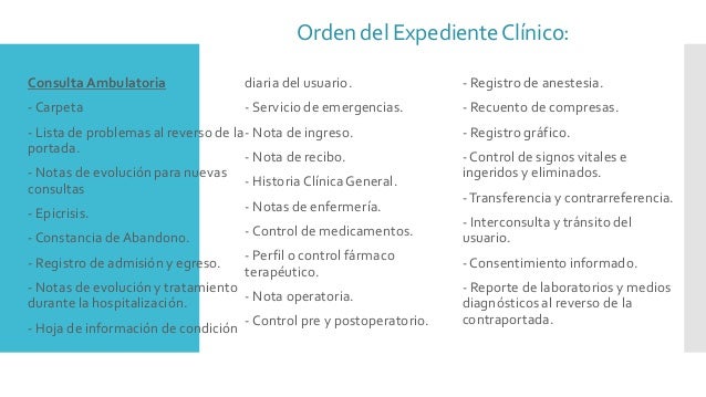 como manejar expediente clinico